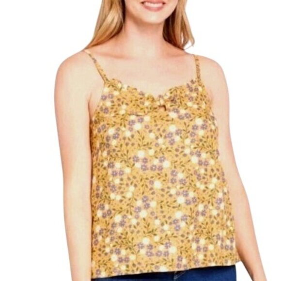 NEW ModCloth Spruced Up Summer Sleeveless Top Yellow Floral Linen Women's Size M - Picture 2 of 14